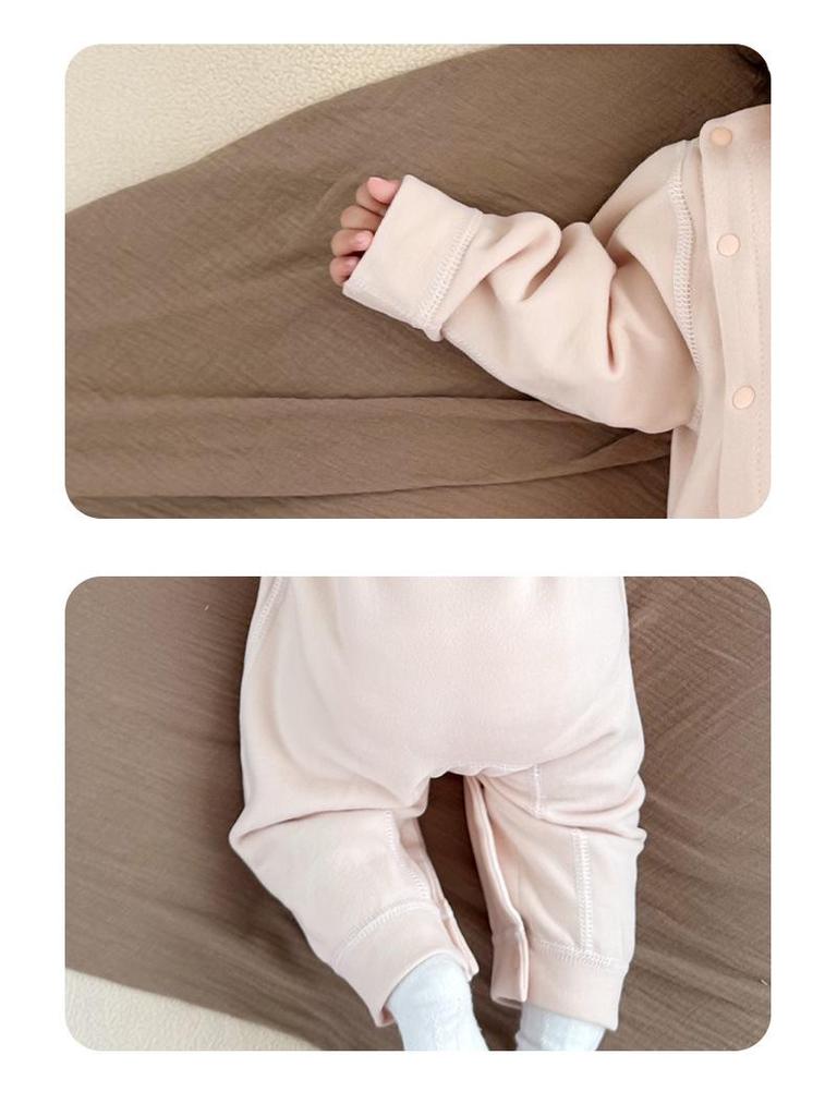 Class A Mulberry Silk Baby Onesie - Thickened, Warm, Slant-Opening Romper with Long Sleeves for Autumn/Winter.