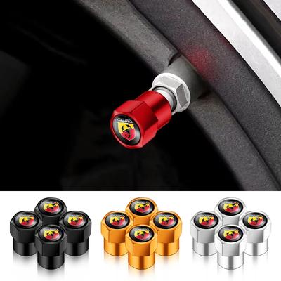 4 Pièces Bouchons de Valve de Pneu de Roue de Voiture en Métal Cache-Tige pour Fiat ABARTH 124 125 130 131 500 595 Esseesse 695 Punto Scorpion