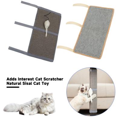 Cat Scratcher Pad with Mouse Toy Natural Sisal Cat Nail File Scratching Pad Protect Furniture Legs Easy Install for Table Leg