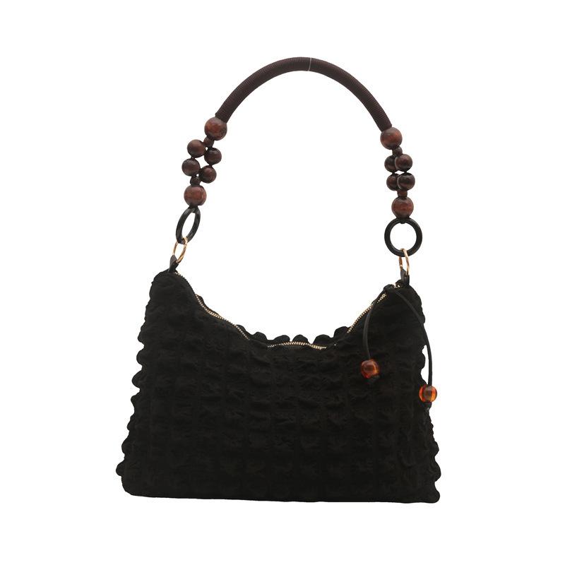 

Seersucker simple temperament gentle folds underarm bag women s 2025 summer new shoulder crossbody small square bag чорний