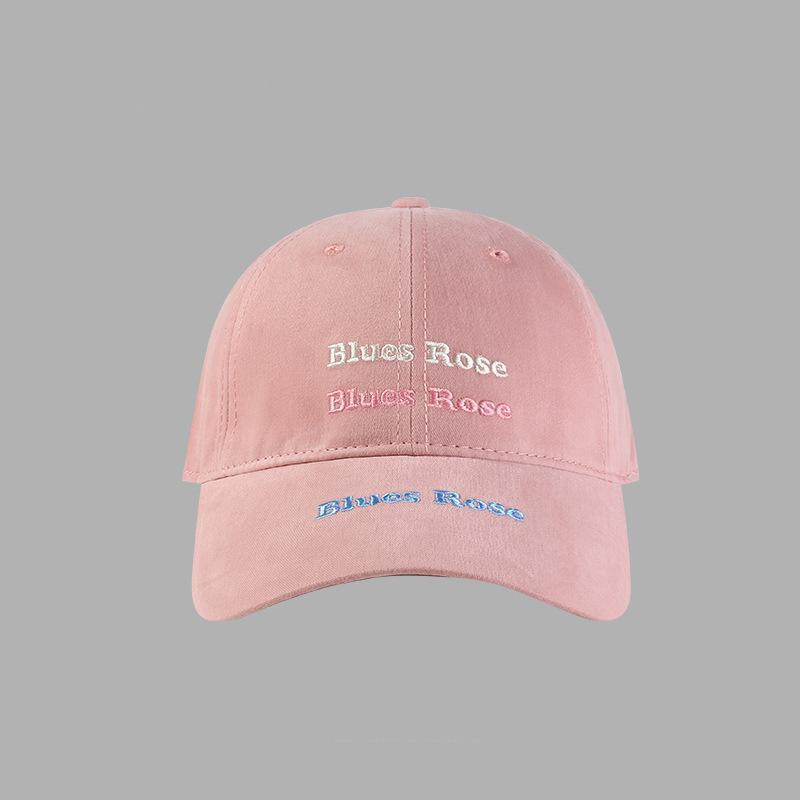 Versatile letter embroidered baseball cap showing face small hat women's three-line letter Blues cap big head circumference