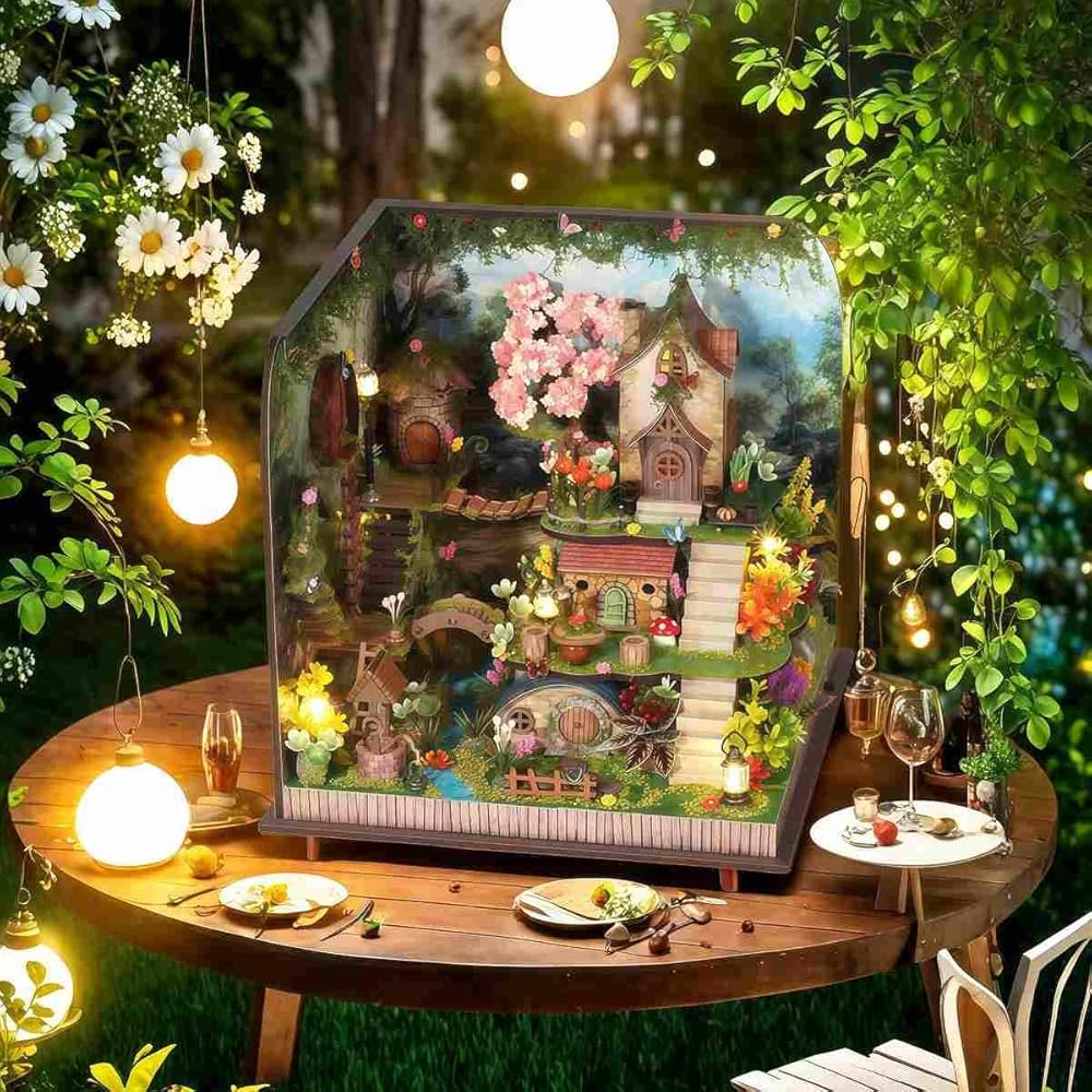 Sofiey Dollhouse Handmade Kit Miniature Furniture Craft Set with Music Box