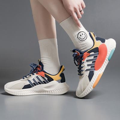 Spring and Summer New Color Matching Sports Shoes Women's Trendy Flying Woven Breathable Men's and Women's Running Shoes Soft-soled Women's Shoes