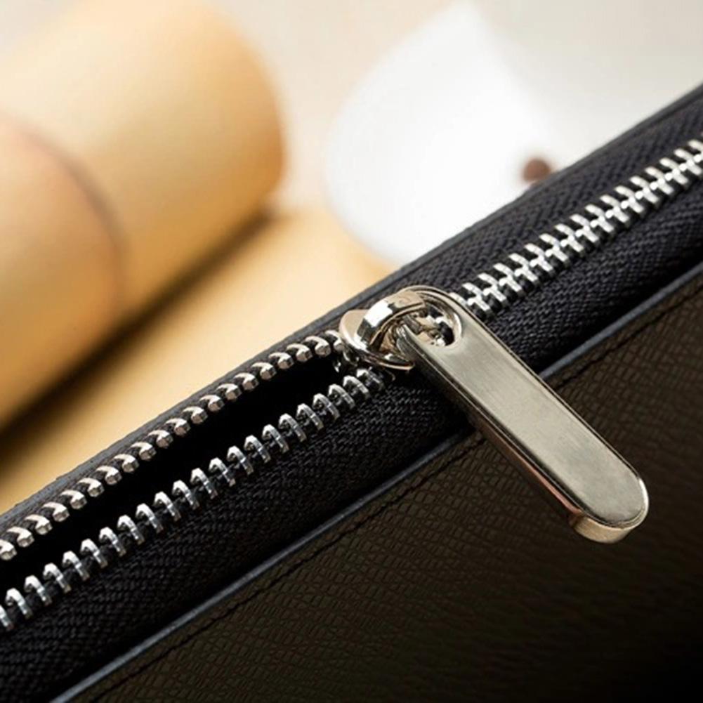 Cross Pattern Men Wallet Leather Long Wallet Purse with Zipper Closure