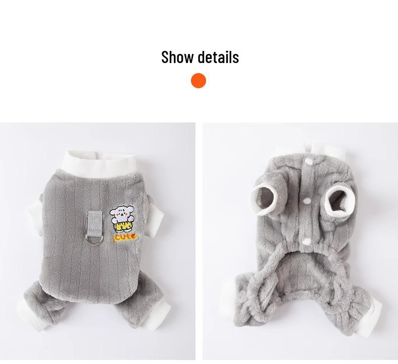 Haină Polar Drăguță cu Ursuleț Coreean pentru Câini și Pisici - Cu Patru Picioare, Caldă și Groasă pentru Toamnă/Iarnă