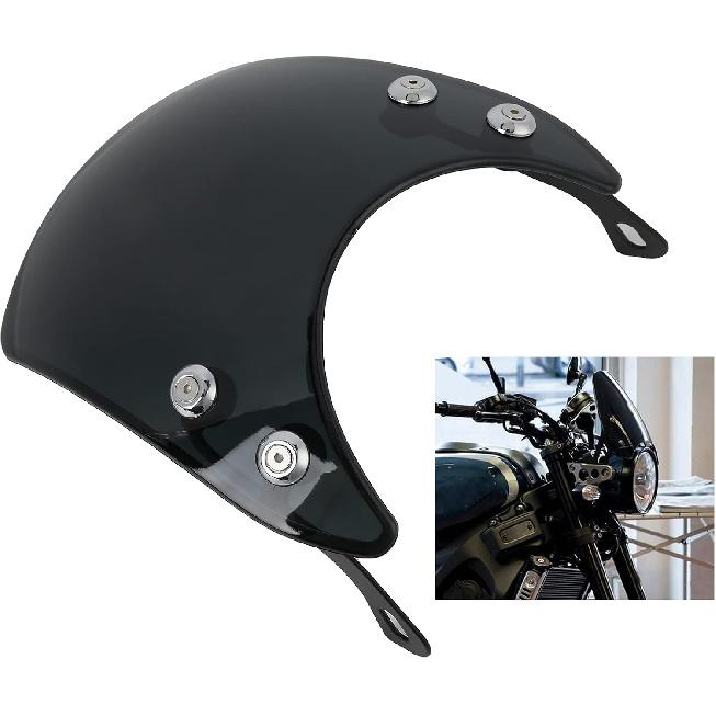 Motorbike Wind Deflector,Retro Motorcycle Windshield PC Wind Deflector Universal for 5-7in Headlight Motorbike Part
