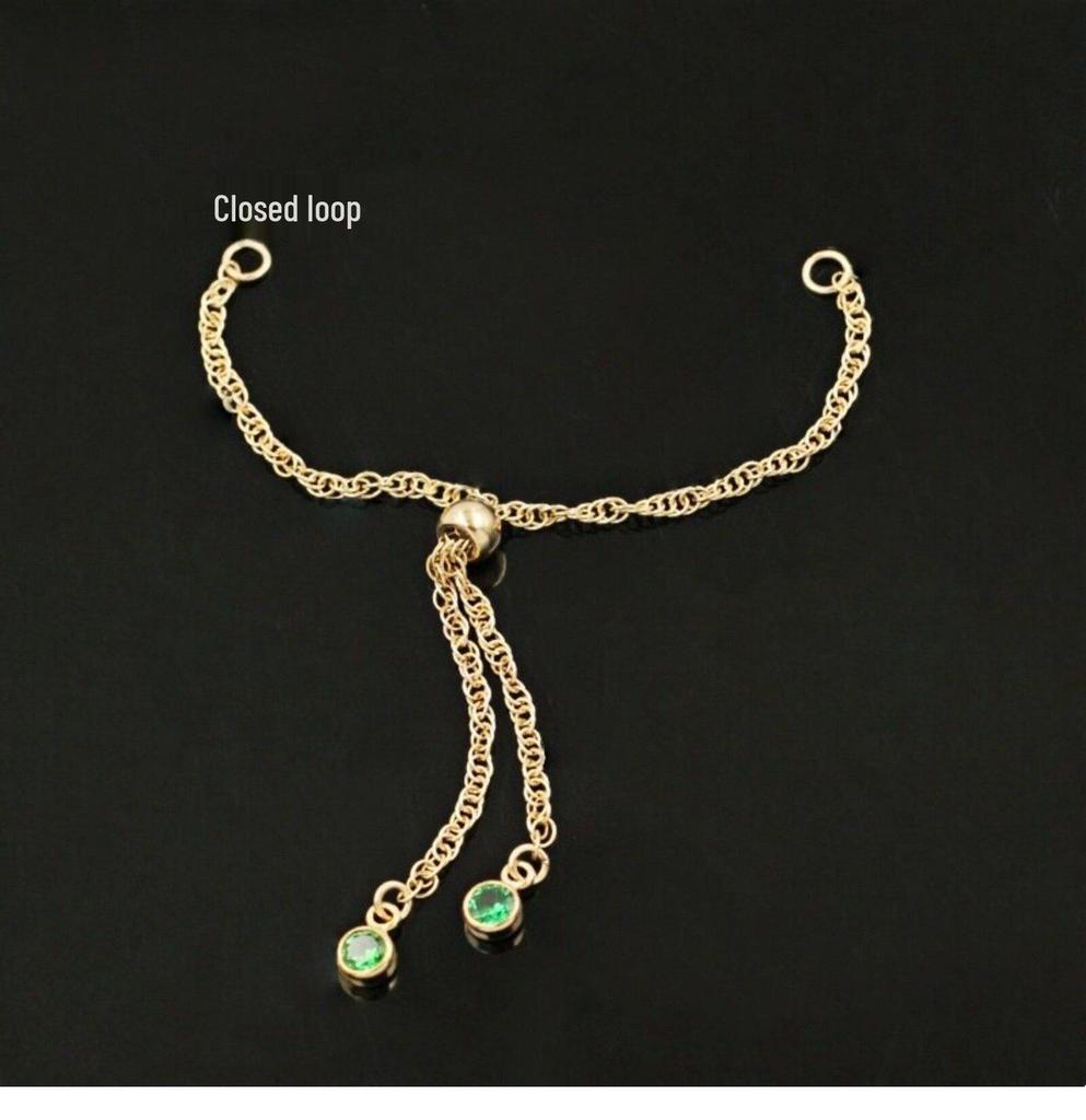 14K Gold Plated Adjustable Water Wave Chain Bracelet/Necklace with Colorful Cubic Zirconia 
