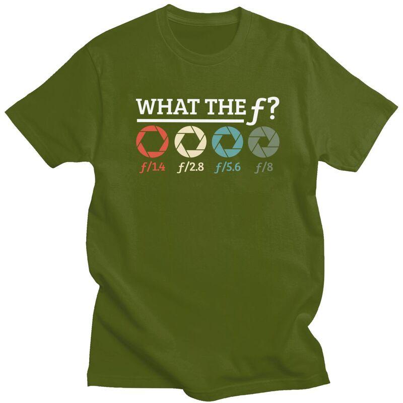 Individuelles Fotografen What The F T-Shirt für Herren 100% Baumwolle T-Shirt Freizeit-T-Shirt Kurzarm-T-Shirt Locker geschnitten Kleidung Geschenk
