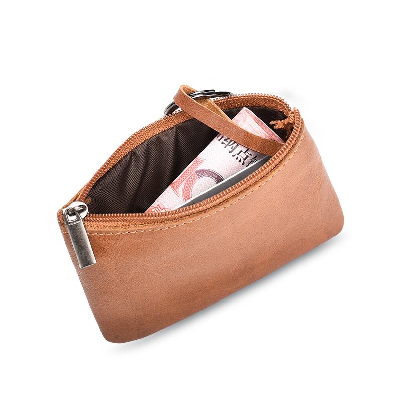 Genuine Leather Women's Coin Purse with Key Ring Small Coin Holder Card Case Mini Pouch Change Wallet