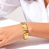 Multi-layer Lines Stainless Steel Wide Cuff Bangle for Women, Non Fading Gold Plated Open Bracelets, Waterproof Jewelry