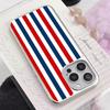 Red Blue Stripe Mobile Phone Case for iPhone 17 16 15 14 13 12 11 Air Pro Max Plus Silver Plating Colorful Cover Luxury Pretty