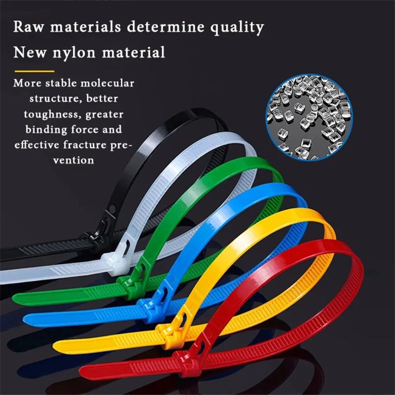 100/1000 stk Gjenbrukbare Buntebånd, Nylon Låssløyfe, Avtakbare & Resirkulerbare, Blandede Farger (Svart hvit) for Hjem, Kontor, Organiser