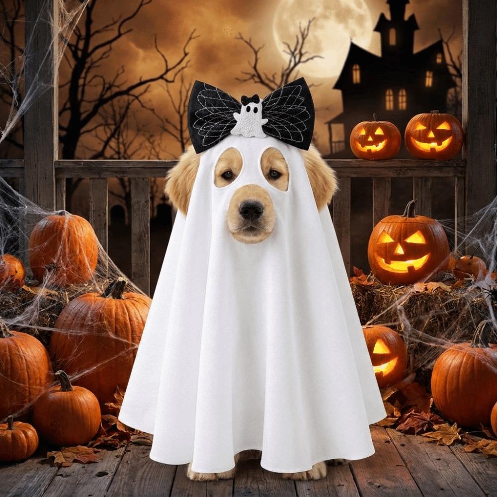 Breathable Dog Ghost Cape Halloween Theme Pet Cosplay Clothes  for Cats and Dogs