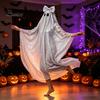 Abito da Festa di Halloween Poncho Mantello Fantasma con Paillettes per Donna, Mantello Costume Carino con Estetica Spettrale Fiocchi Abbigliamento, Pullover Leggero in Rete