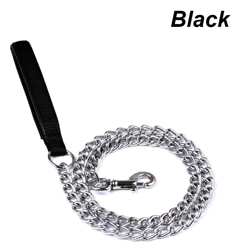 

Dog Chain Leash Metal Training Pet Leash with Soft Handle for Medium Large Dogs Anti-bite iron chain bar 120CM metal dog chain 2mm чёрный