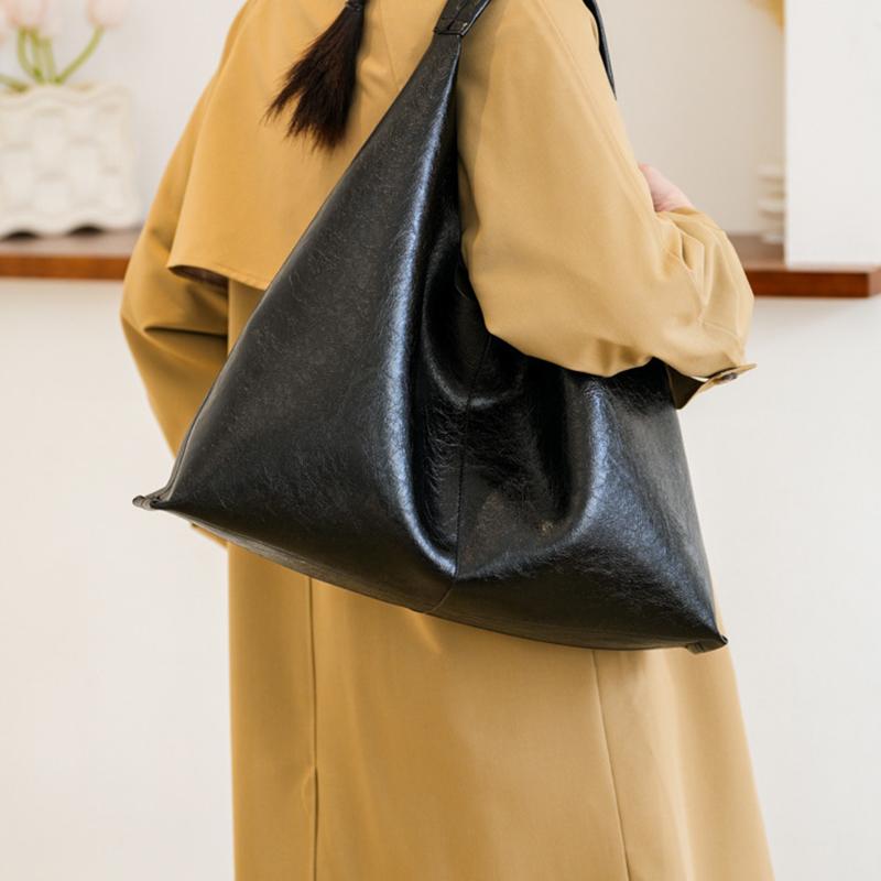 Geantă Hobo Argintie de Mare Capacitate pentru Femei, de Lux, Design de Firmă, Piele PU, Portofel Triunghiular, la Modă, Casual, Geantă de Mână Tip Shopper