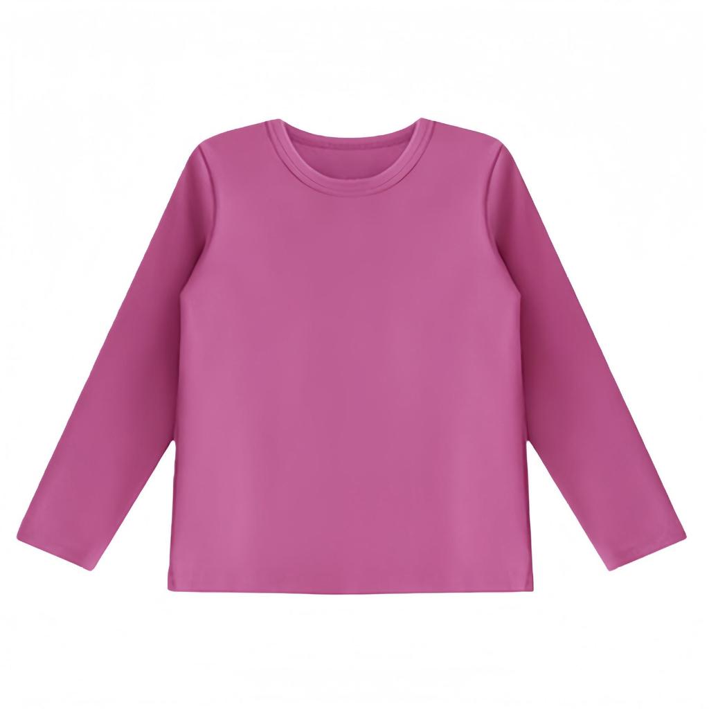 Kids' Long Sleeve Base Layer Top - Plain White or Black Pure Cotton T-shirt for Boys and Girls, Spring/Fall Wear