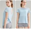 High-End Damen Slub Garn Aushöhlung Rücken Outdoor Sport Top – Atmungsaktiv, Rundhalsausschnitt, Kurzarm Fitness Yoga Überwurf für den Sommer.