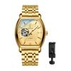 Men's Automatic Mechanical Watch 3ATM Waterproof Luminous Roman Analog Display Stainless Steel Adjustable Band Gold Fashion Accessory