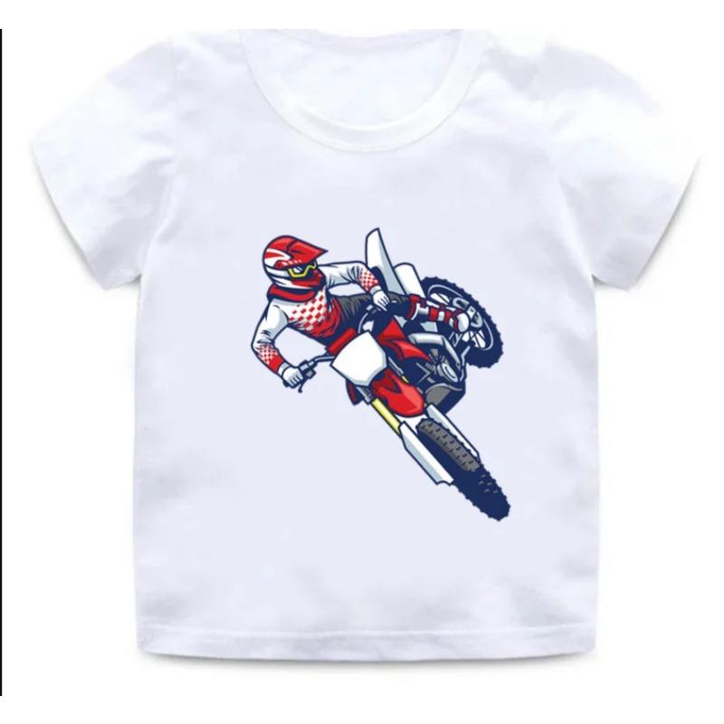 Motokrosový jezdec Cool Boys Trička Letní móda Dětské Tričko Streetwear Batole Dívčí Oblečení Dětské Topy