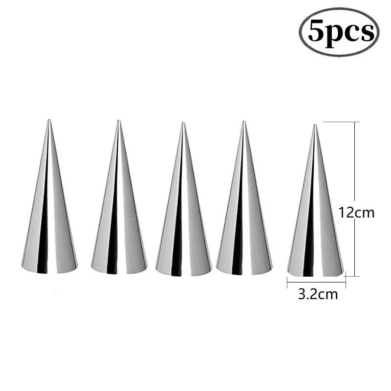 5/10Pcs Baking Cones Stainless Steel Spiral Croissant Tubes Cream Horn Bread Pastry Cake Mold Cookie Dessert Kitchen Baking Tool