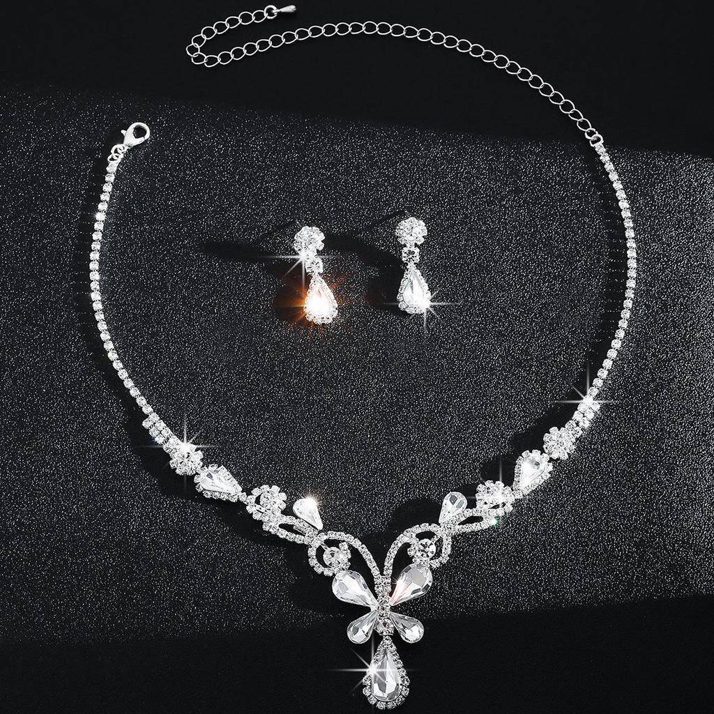 Luxury Bridal Crystal Butterfly Necklace & Earring Set
