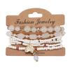 Bohemian Multi-Layer Beaded Leaf Charm Stretch Bracelet for Women