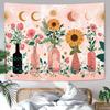 Floral Tapestry Plant Pink Retro Vases Sunflower & Rose Tapestries For Bedroom Aesthetic Room Decor Tapestries Wall Hanging For