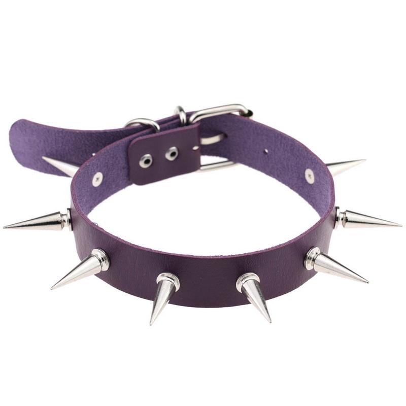 PU kožený gotický náhrdelník obojok Sexy špica okrúhly prsteň Kľúčna kosť Punk Rock Retiazka Choker Opasok Nastaviteľný golier Choker Cosplayer Halloween doplnok