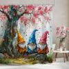 Cartoon Elf Kids Shower Curtain Spring Floral Botanical Lavender Watercolour Art Pattern Polyester Shower Curtain Bathroom Decor