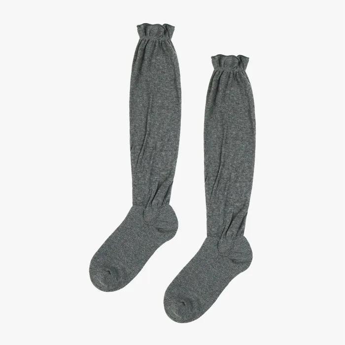 FRILL SEE-THROUGH KNEE SOCKS_GREY