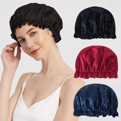 Elastic Women Hair Bonnets Solid Color Hair Loss Hats New Large Silk Sleeping Cap