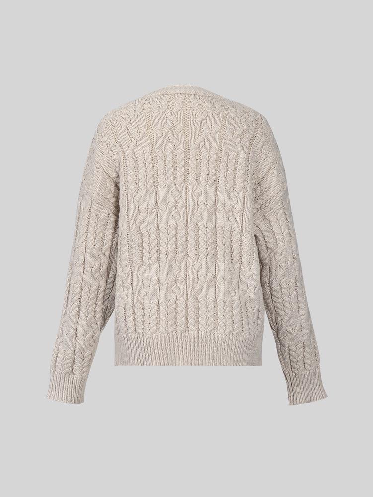 V-Neck Cable Knit Cardigan - Fresh, Lazy Style for Spring & Autumn