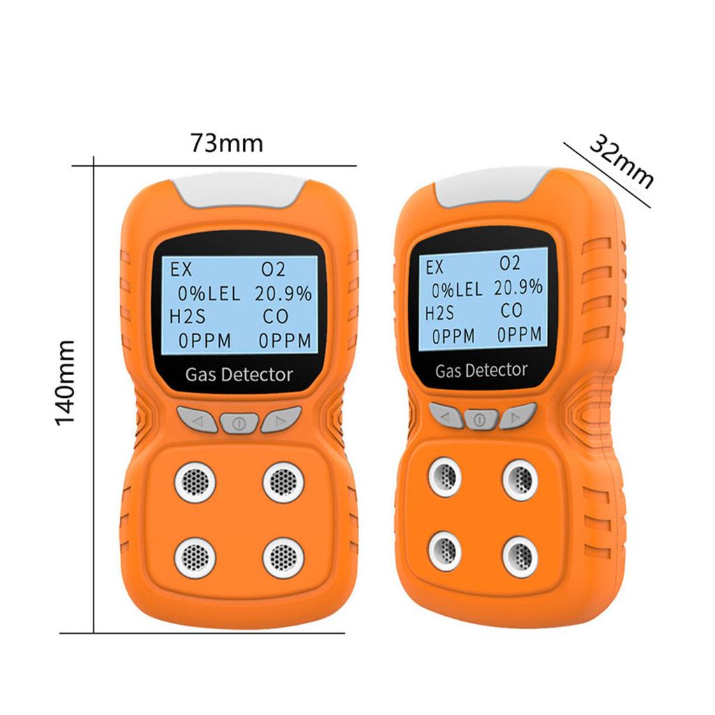 4-in-1 Gasdetektor CO H2S O2 Analysator Wiederaufladbar LCD-Display Ton Licht Vibration Alarm Qualität