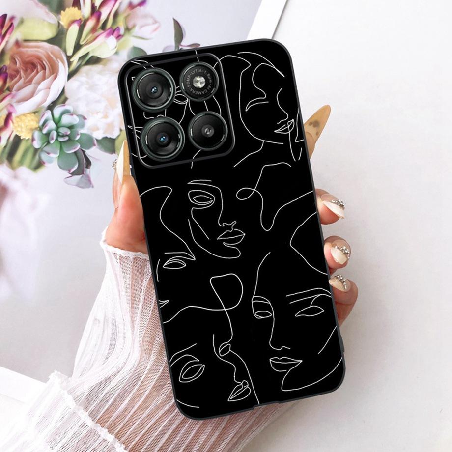 Etui do Motorola Moto G17 Power G15 Power MotoG15 Miękki Czarny Silikonowy Pokrowiec Malowanie Kwiatowe Motyl Smok Kot Funda