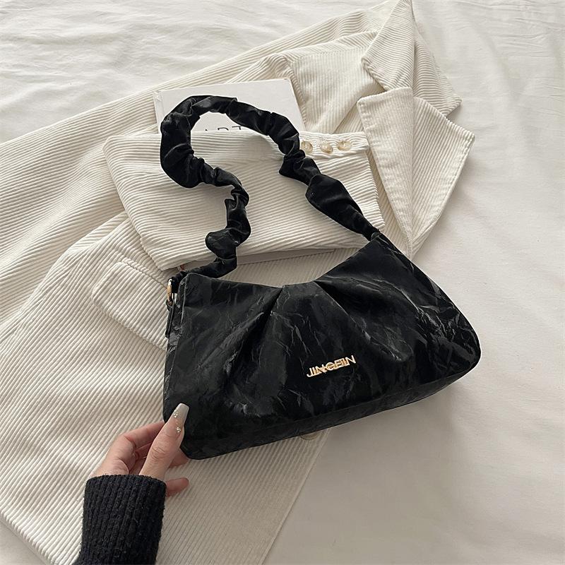 

Casual Pleated Design Women s Shoulder Bags Textured Simple Solid Color Ladies Underarm Bag Lightweight Portable Girls Handbag