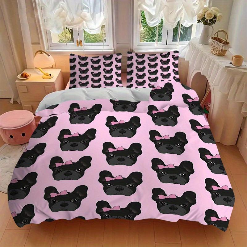 Set Biancheria da Letto per Bulldog Francese 3 Pezzi, Traspirante e Morbido, Adatto a Tutte le Stagioni, Ideale per Uso Domestico, Adatto per Arredamento Camera da Letto 21108