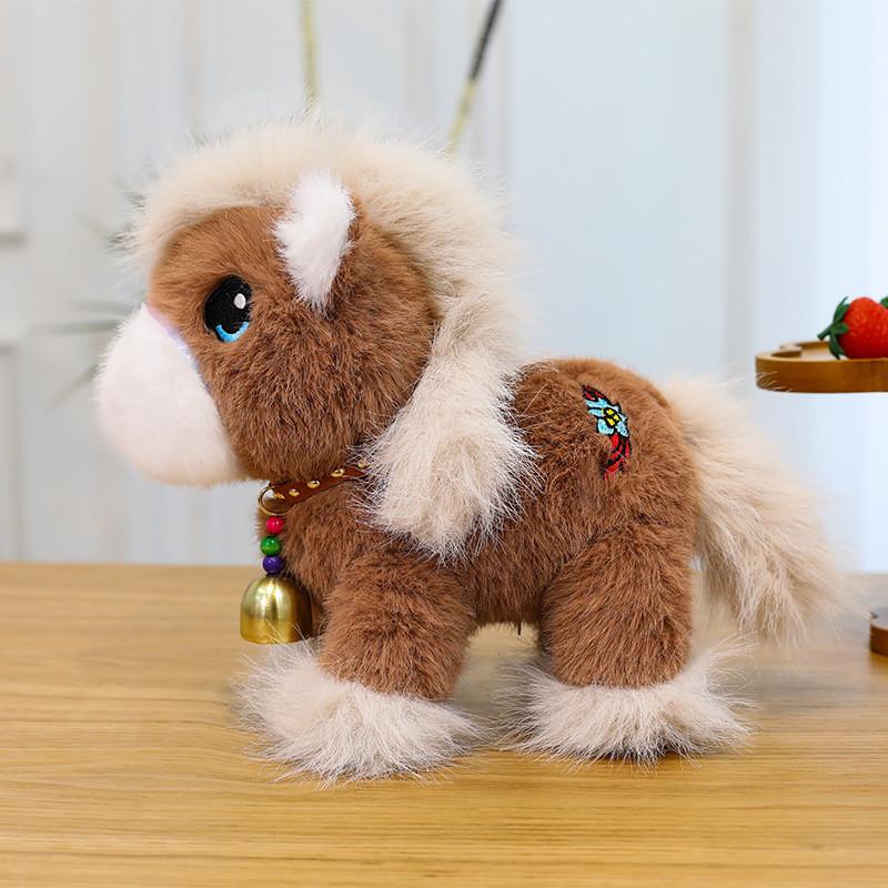 Cute Cartoon Pony Plush Toy With Bell Design Children Toys For Childrens Bedroom Decor