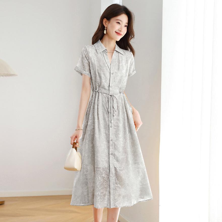 

Unique and beautiful waist pinch dress women s new temperament beautiful design skirt M сірий колір