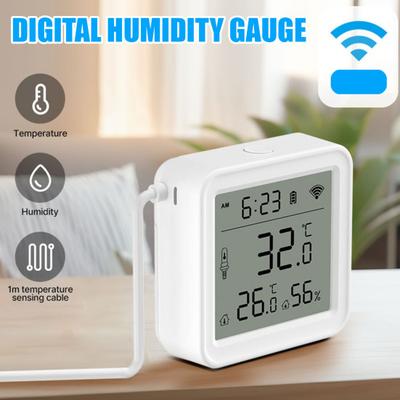WiFi Temperature Humidity Sensor with External Probe APP Monitoring Smart Home Hygrometer Plants Aquarium Winery Digital Humidity Gauge Meter