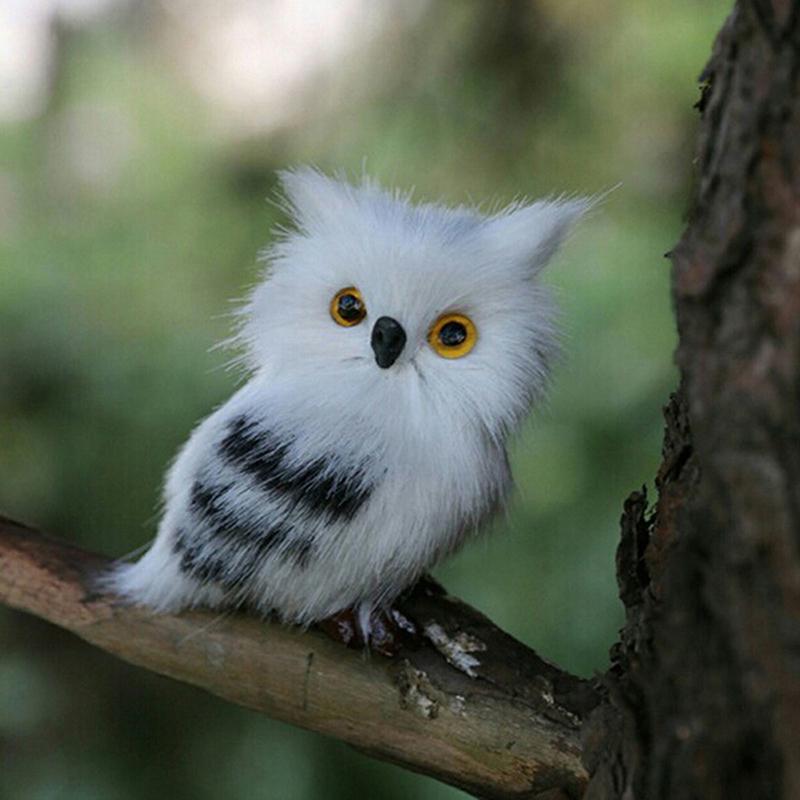 

Leuke Owl White Black Furry Ornament Decor Adornment Simulation Gifts onesize