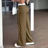 Women's Fashion Color Blocked High Waist Straight Leg Wide Leg Pants Pocket Casual Pants