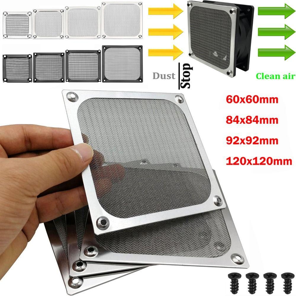 Anti Rust Computer Fan Filter Grills Aluminum with Screws Dust Cover Silver Black Dust Filter Cover Computer Cooling