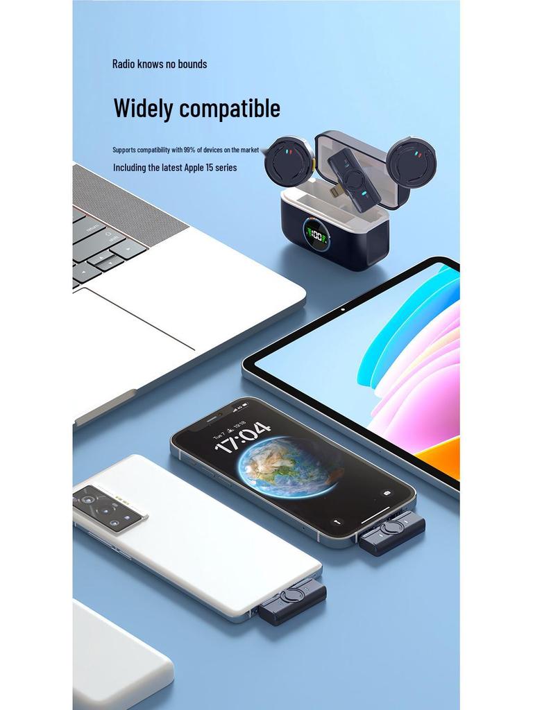 Q81 Wireless Lavalier Microphone with Charging Case - Dual Smart Noise Reduction for Douyin Live.