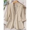 K-style Spring/Summer New Style Pink Sweet Suit Collar Two Buttons Thin Accessible Luxury 3/4 Sleeve Casual Suit Jacket Women