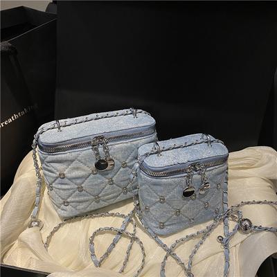 New Denim Rhombus Chain Box Bag Temperament Versatile Shoulder Bag Fashion Versatile Small Bag
