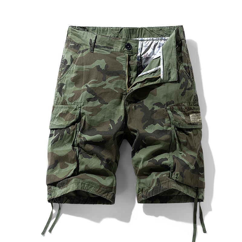 Herren Sommer Freizeithose Camouflage Mehrere Taschen Cargo-Shorts Mittlere Taille Fünf-Punkt-Hose Locker Outdoor Streetwear Große Größen Atmungsaktive Kurze Hosen