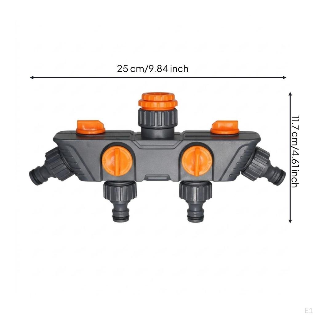 4 Outlet Hose Splitter Individual Water Diverter Easy to Install Garden for Yard,