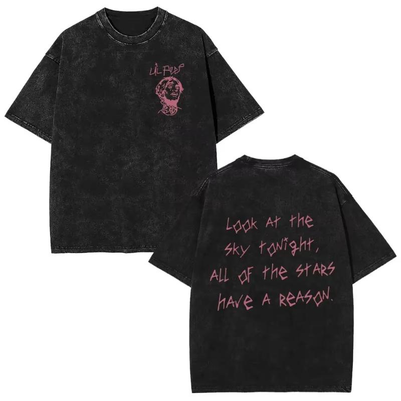 Wyprane Vintage Raper Lil Peep Koszulki z Dwustronnym Nadrukiem Unisex Moda Damska Hip Hop Oversize Krótki Rękaw Koszulka Streetwear