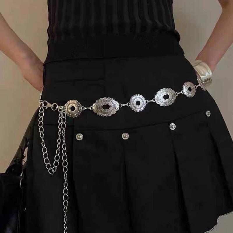 Inspired Vintage Silver Leaf Design Metal Waist Chain For Women Chic Bohemian